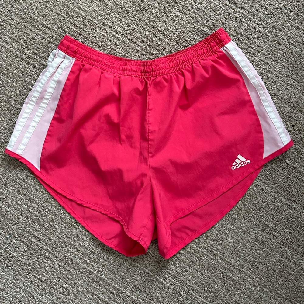 #242 Women's Adidas Shorts in Fuchsia Pink/White Size Small.